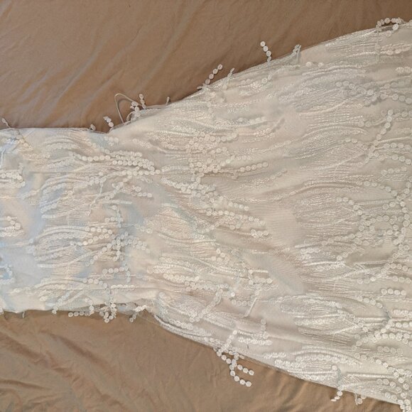 Lulus Making Magic White Fringe Lace-up Mini Dress - Size M Bridal Bache… - Picture 5 of 7